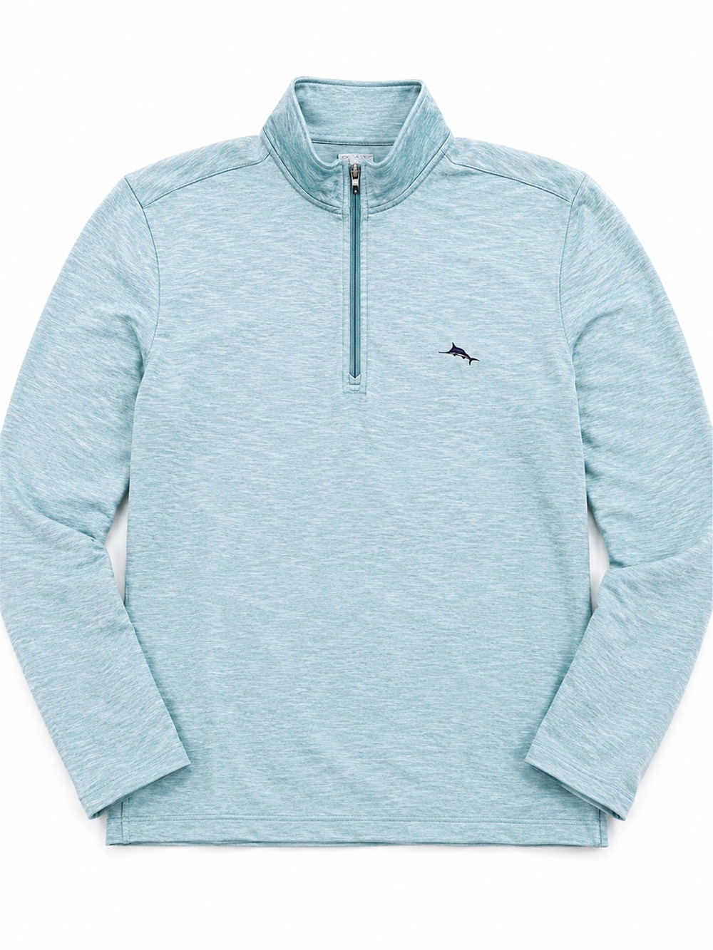 Tommy Bahama Aqua Quarter-Zip Pullover with Marlin Logo Distressed L